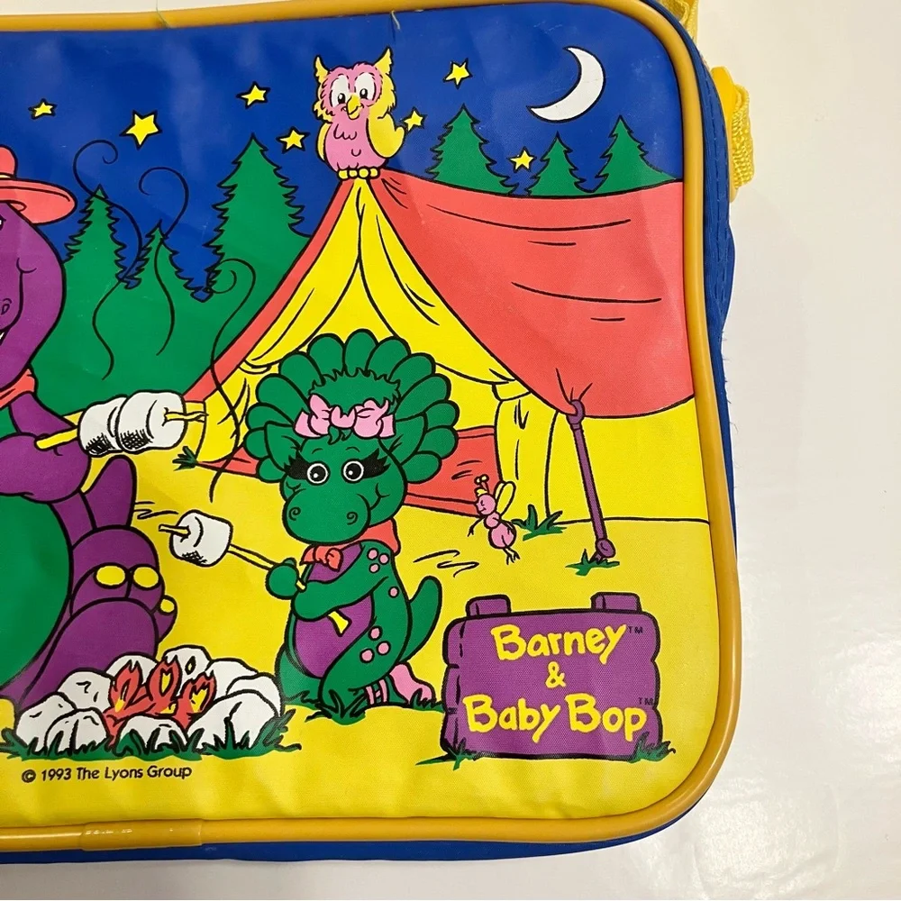VTG THERMOS 1993 Barney & Baby Bop Soft Vinyl Lunchbox w/ Shoulder‎ Strap RARE